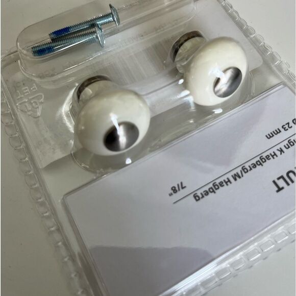 Set of 2 - IKEA HISHULT Retro White Porcelain Pack of 2 Drawer Knobs 23 mm 7/8" - Picture 3 of 5